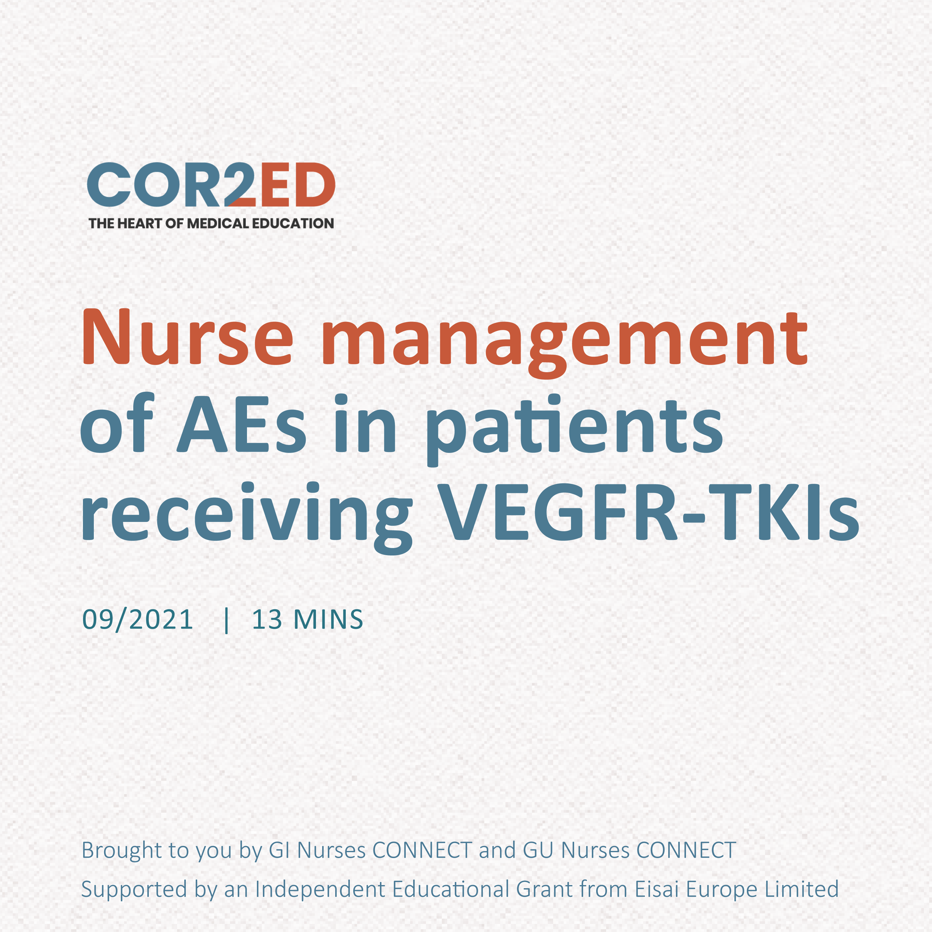 Nurse management of AEs in patients receiving VEGFR-TKIs
