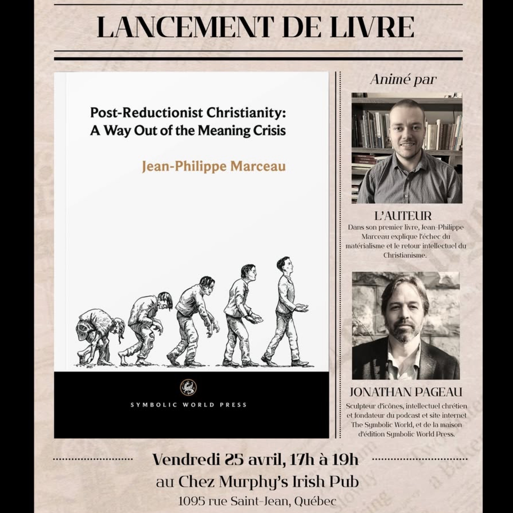 Lancement: le Christianisme post-réductionniste, un chemin hors de la crise de sens