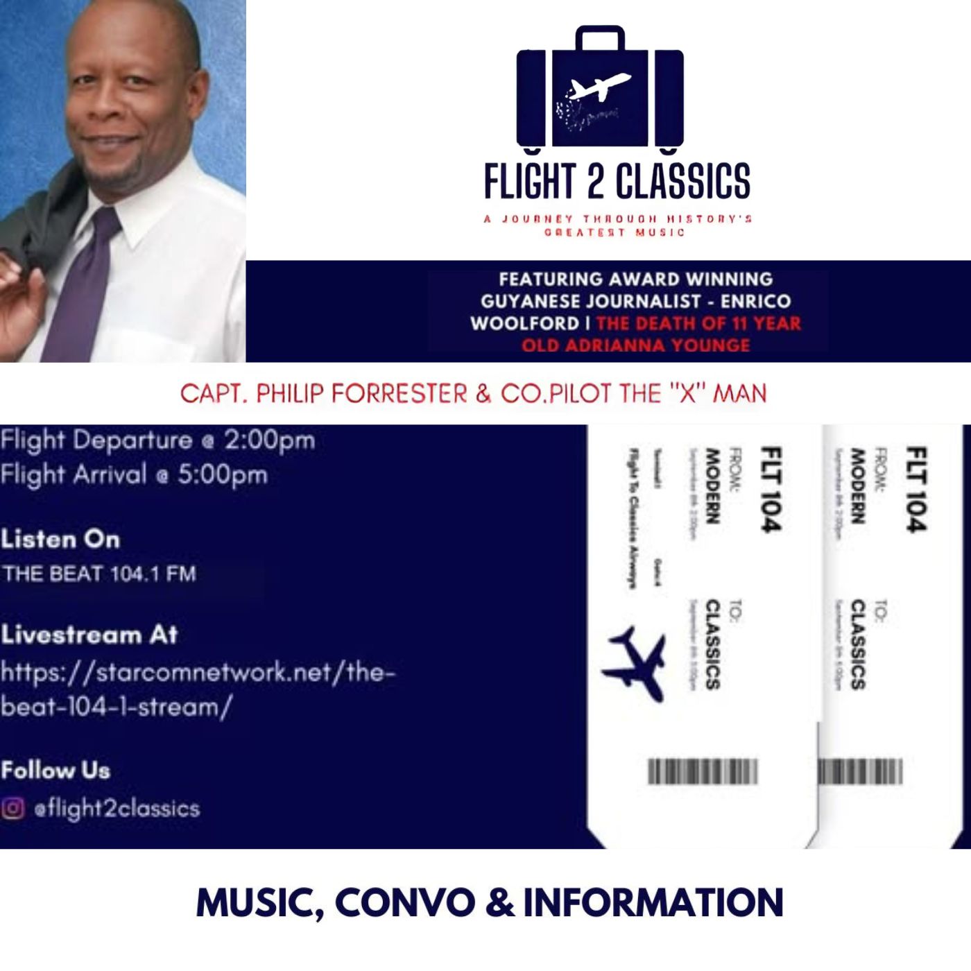 Flight to Classics Featuring Award-winning Guyanese journalist Enrico Woolford