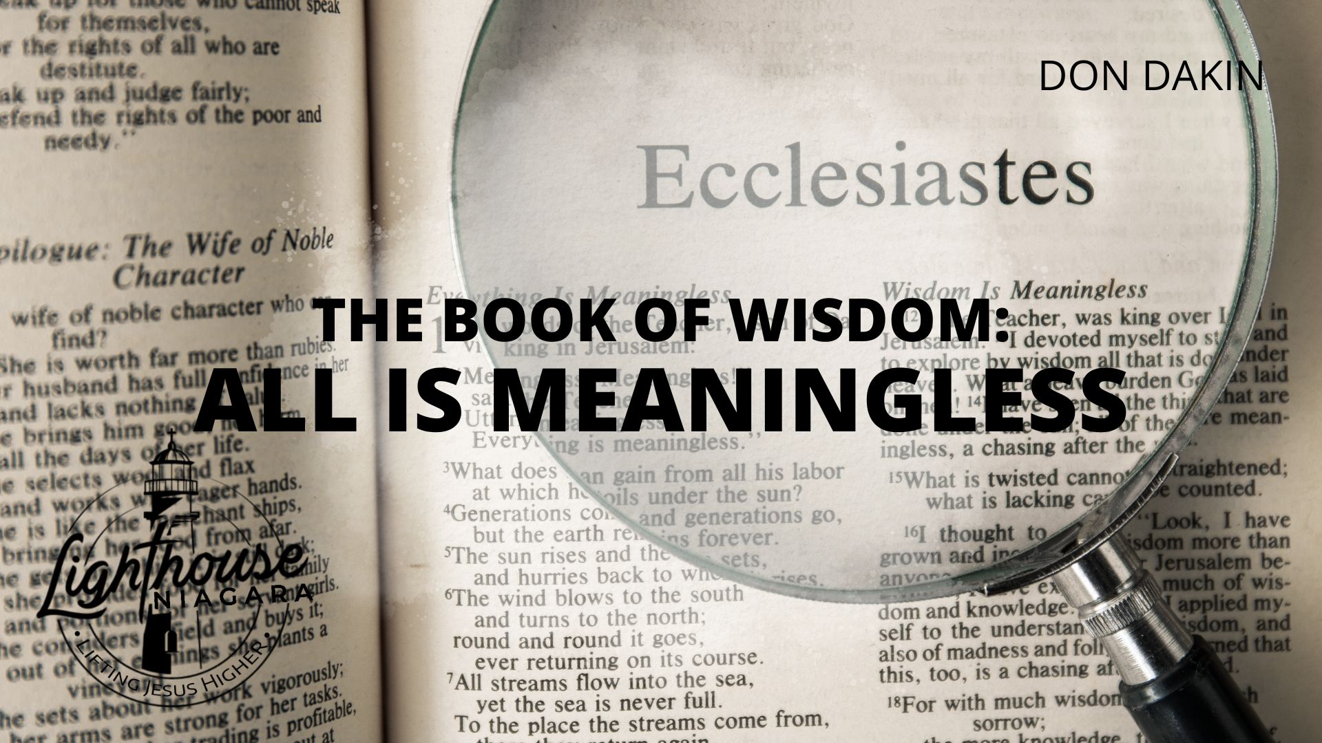 The Book Of Wisdom: All Is Meaningless - Don Dakin