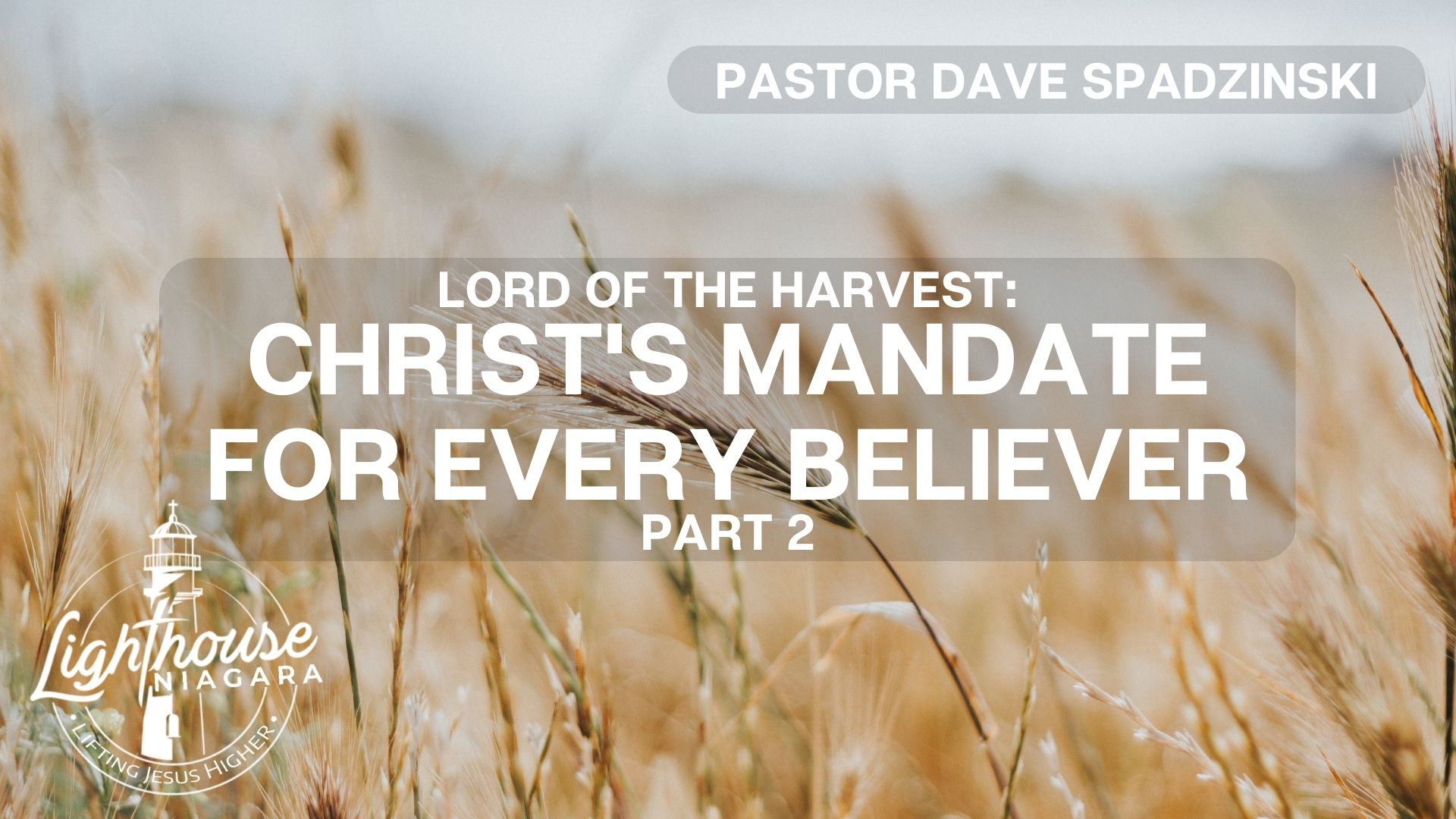Lord Of The Harvest: Christ's Mandate For Every Believer - Pastor Dave Spadzinski