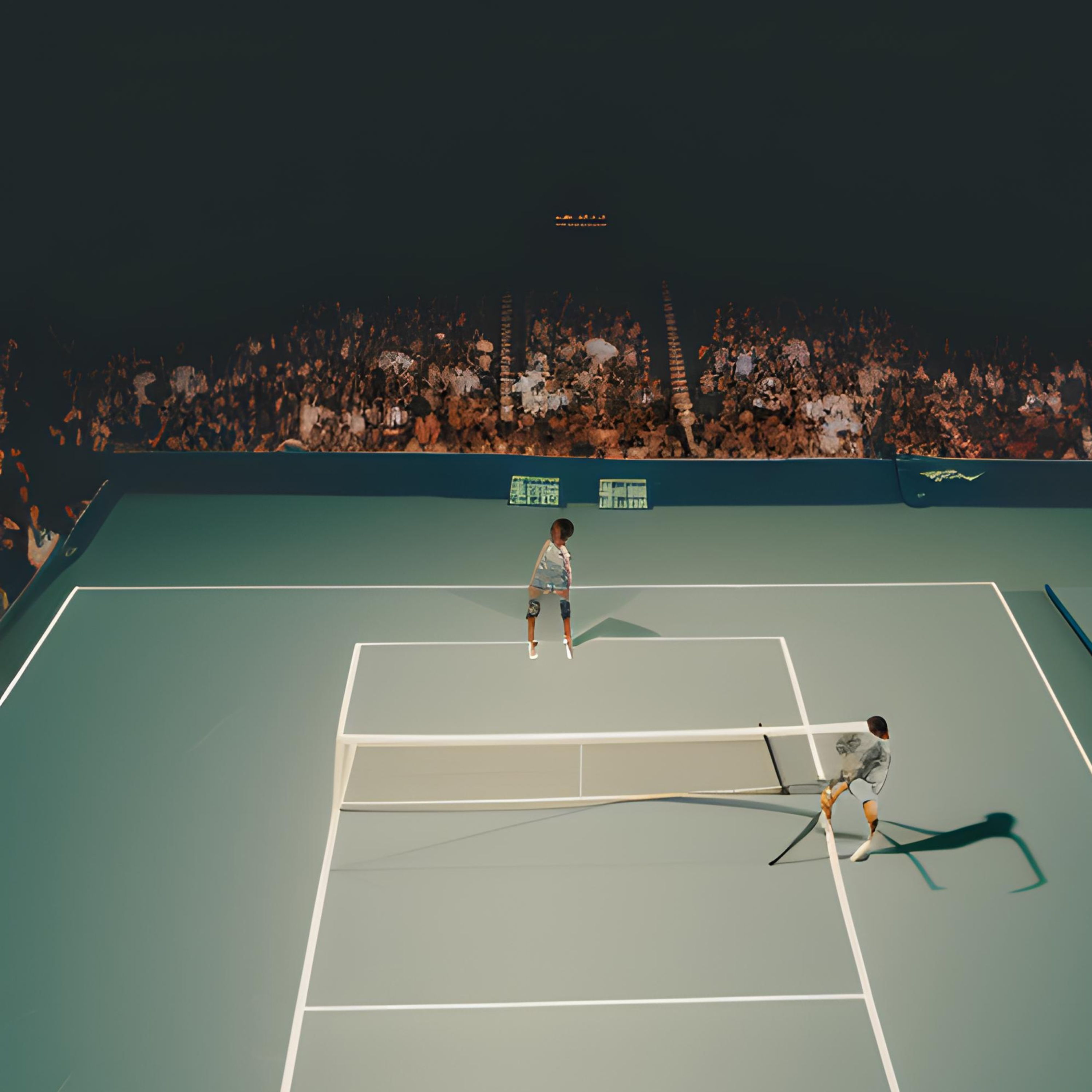 night time tennis match 