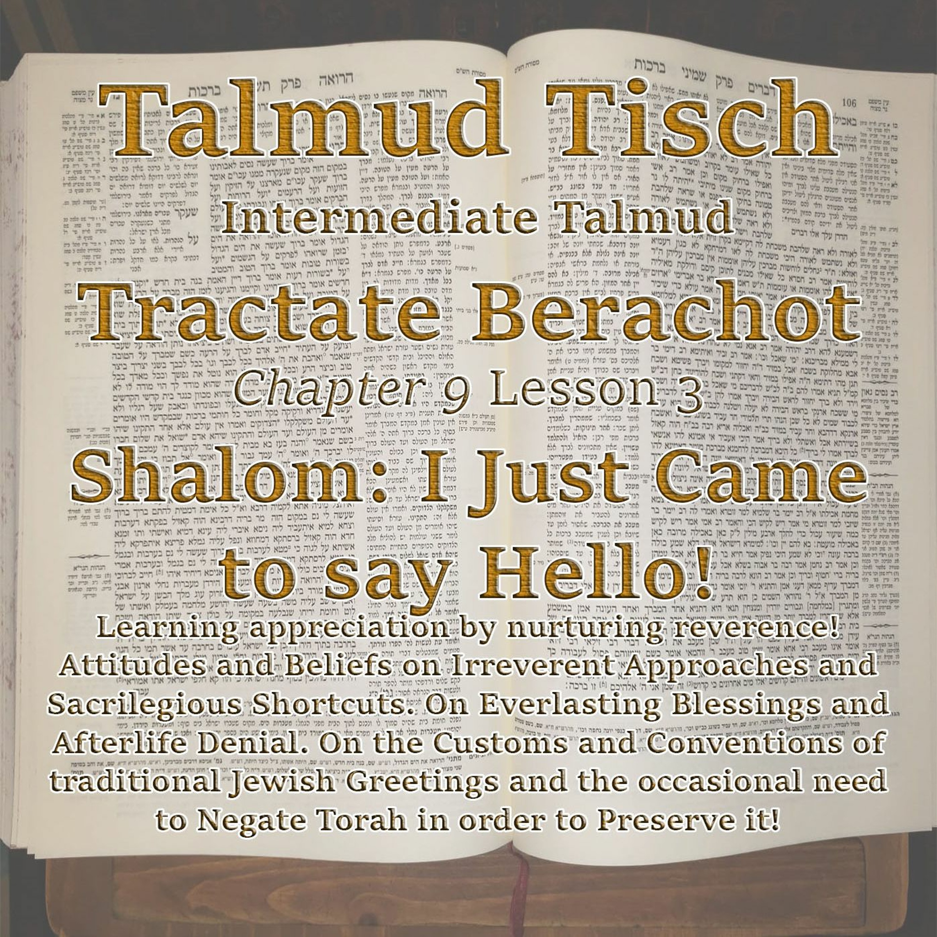 Talmud Tisch - Intermediate Talmud Tractate Berachot - Shalom I Just Came To Say Hello!