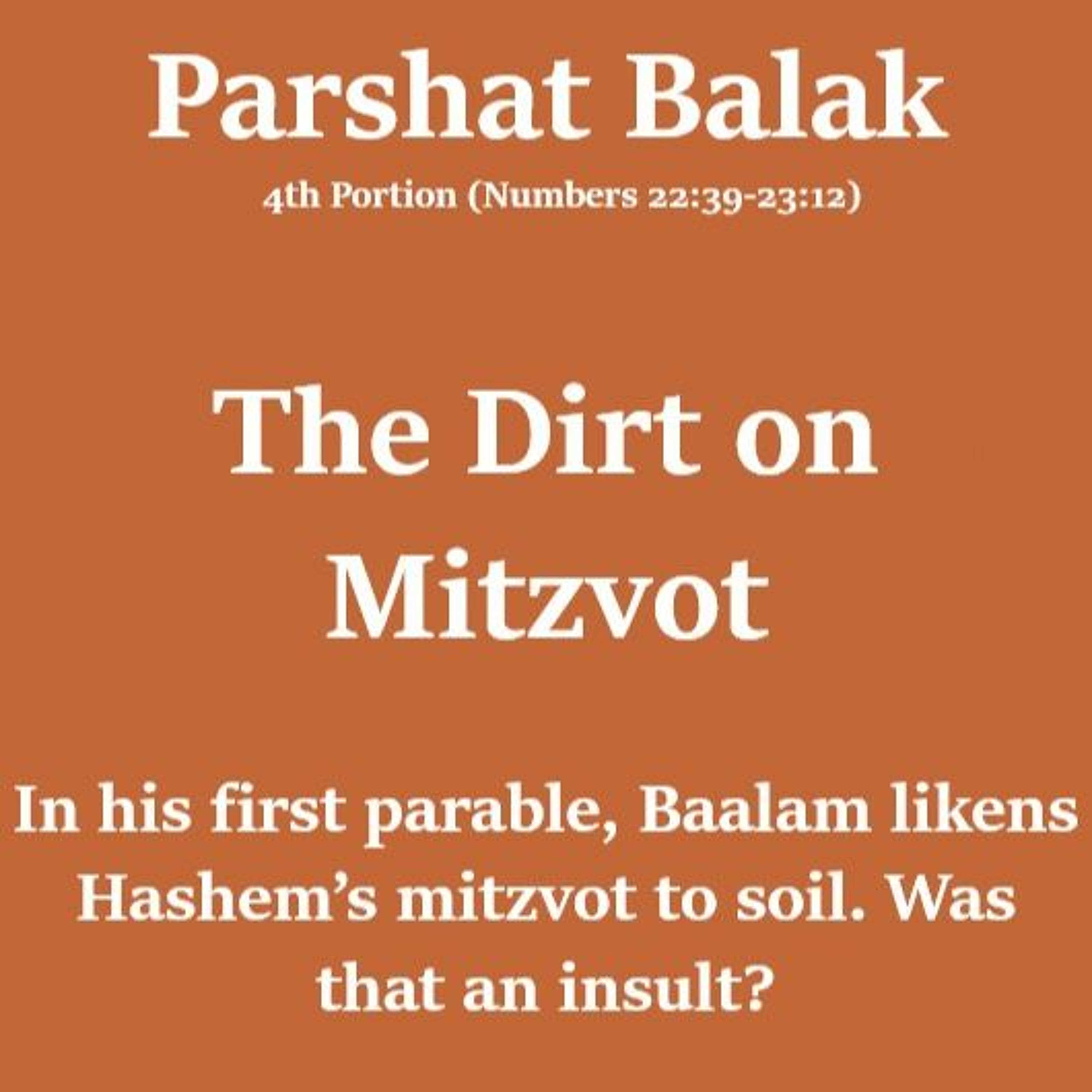 The Dirt on Mitzvot: What's Up With That?!?