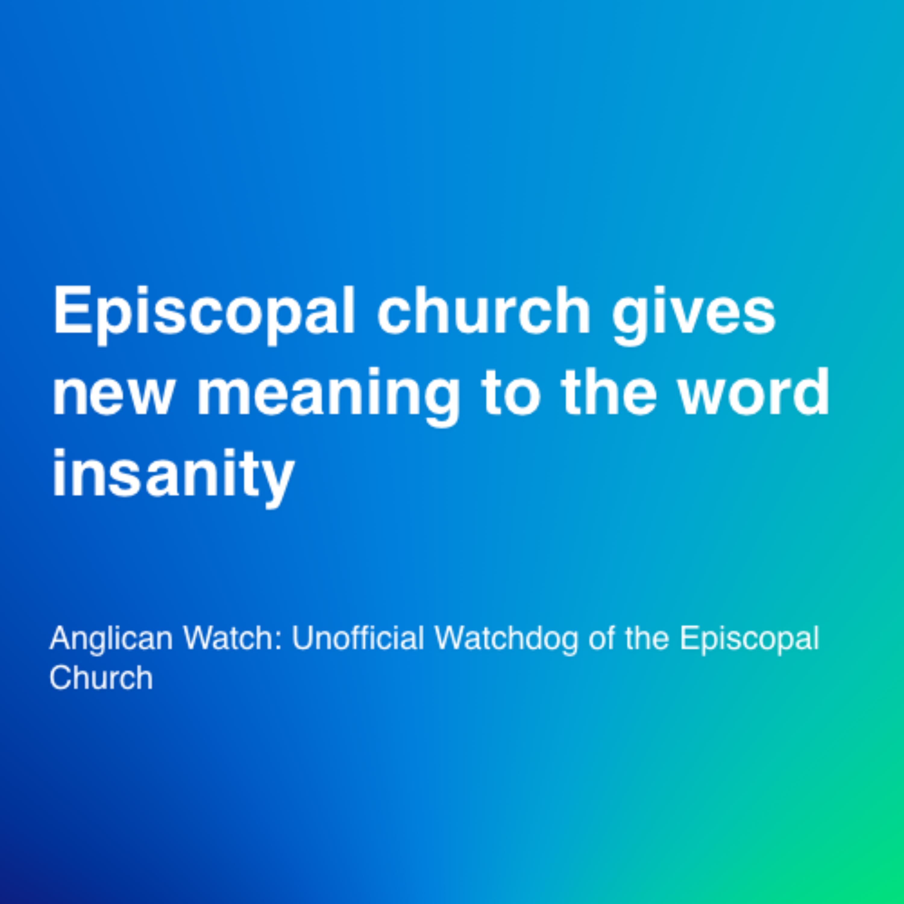 Episcopal church gives new meaning to the word insanity