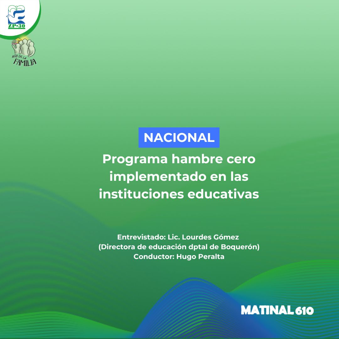 Programa hambre cero implementado en las instituciones educativas