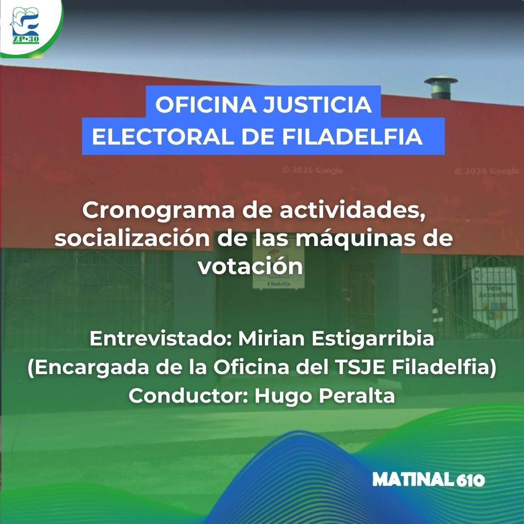 
                    Oficina de la Justicia Electoral de Filadelfia socializa cronograma de actividades. 17/03/2026
                