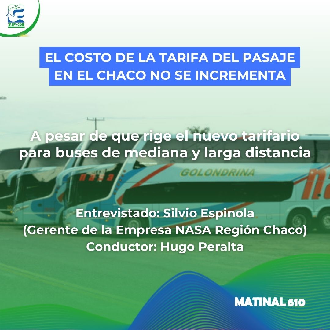 
                    El costo de la tarifa del pasaje en el chaco no se incrementa. 21/04/2026
                