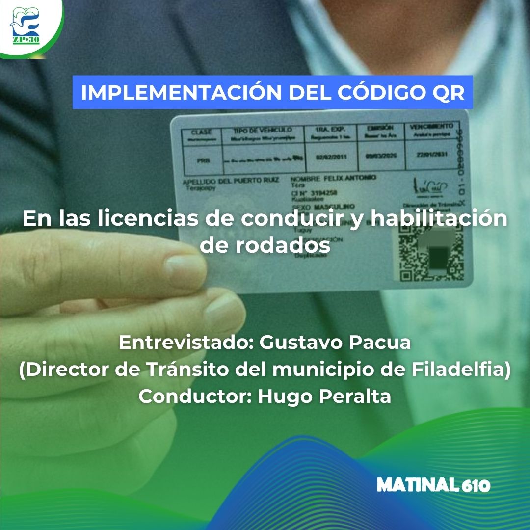 
                    Implementación del código QR en las licencias de conducir y habilitación de rodados. 21/04/2026
                