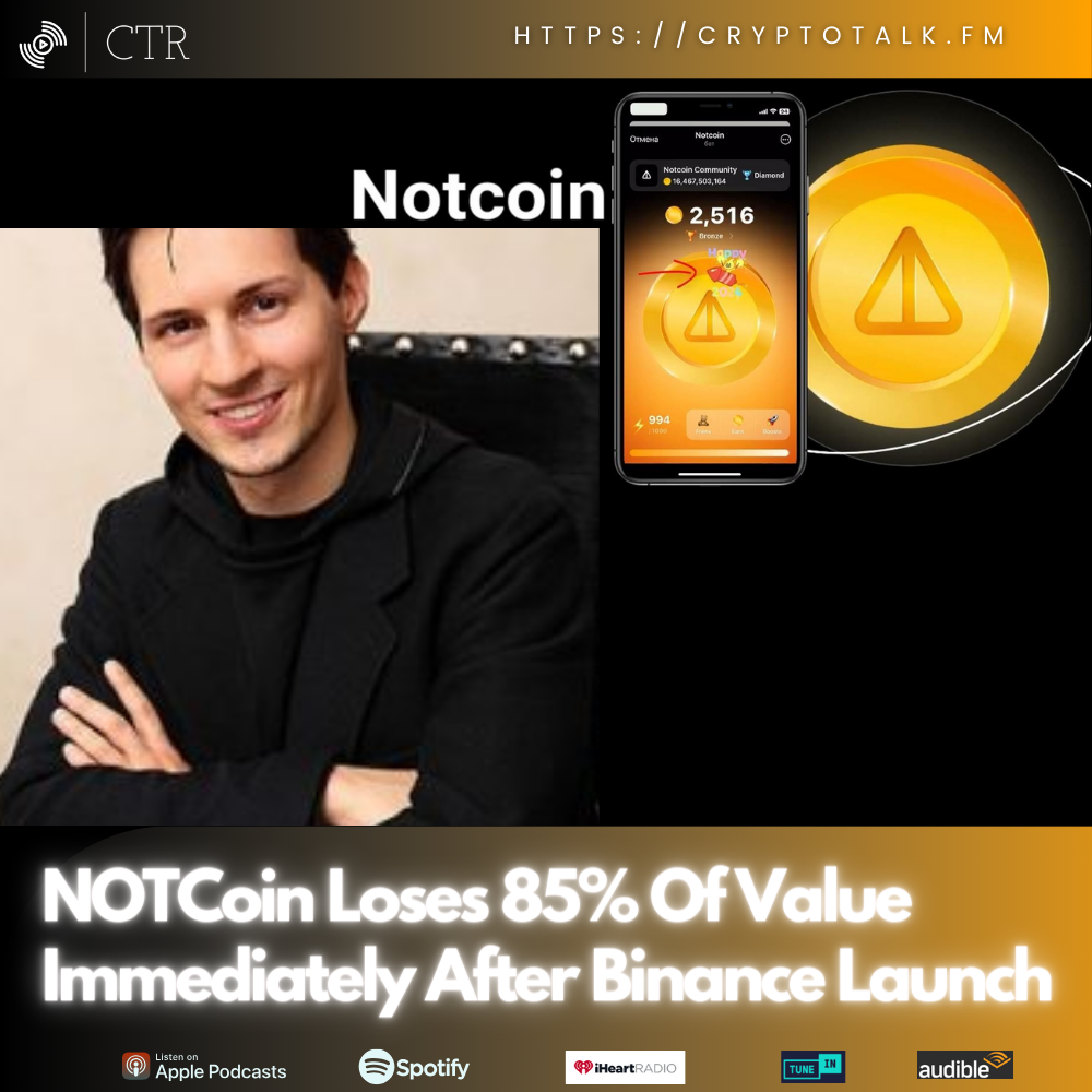 #NOTCoin Loses 85% Of Value Immediately After #Binance Launch (OOC)