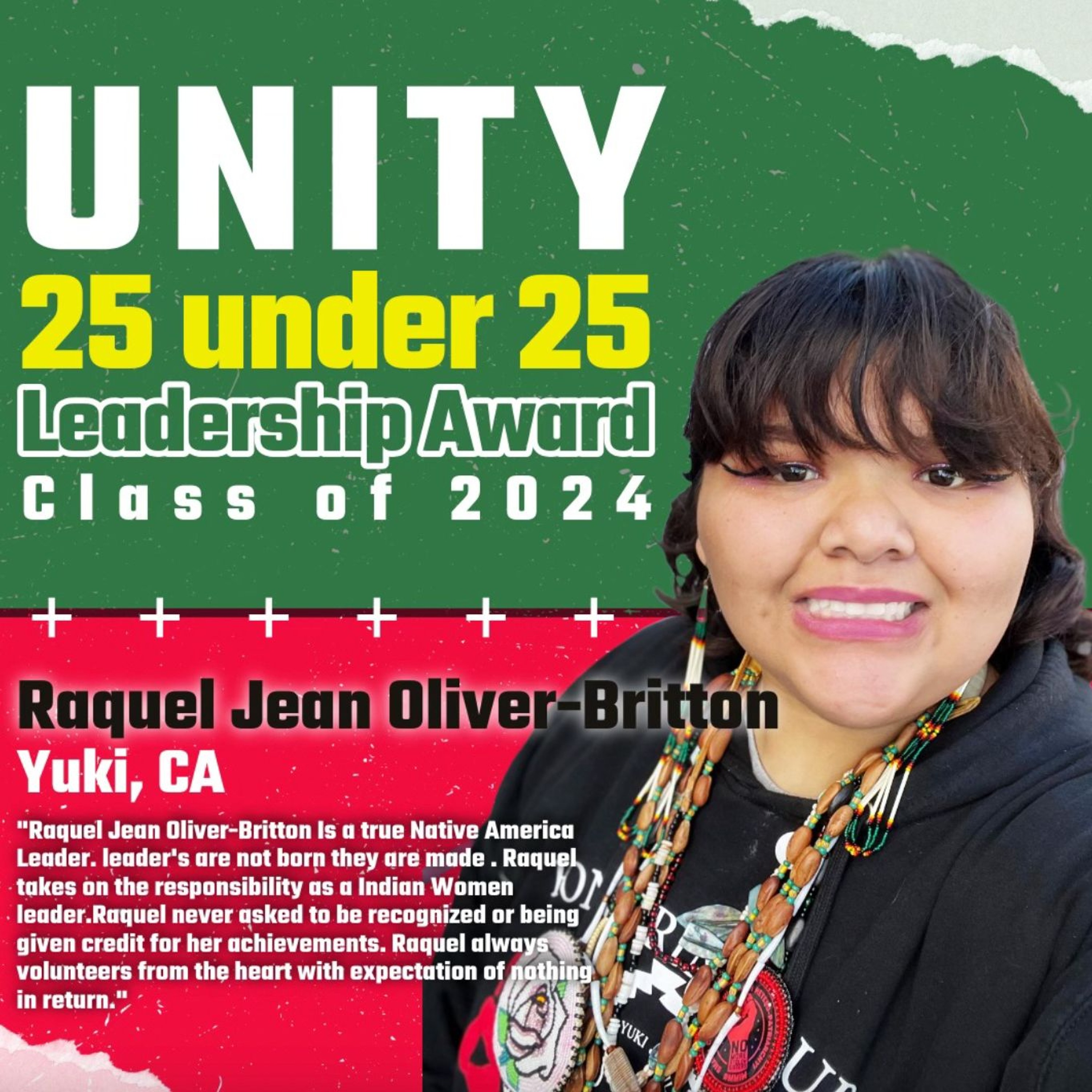 Raquel Britton of Round Valley Receives 25 Under 25 Leadership Award