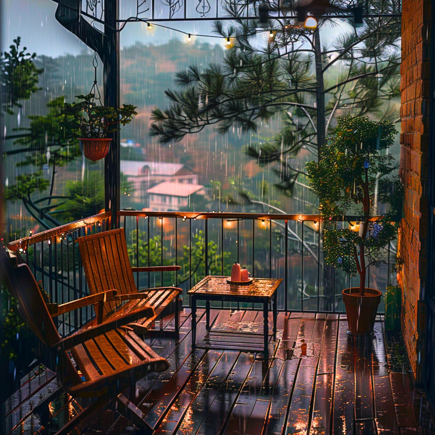 Patio in the Rain - 2 hours for Sleep, Meditation, &amp; Relaxation