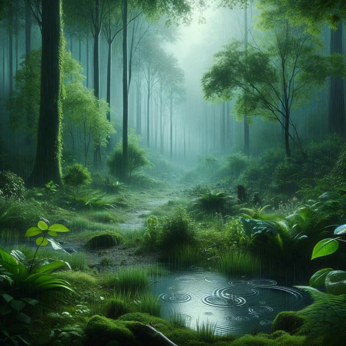 ️ Sanfter Regen im Wald: Eine Oase der Ruhe