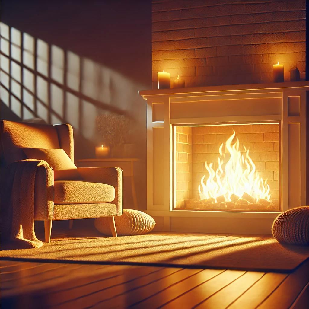 Le FEU de cheminée vous enveloppe d'une chaleur réconfortante pour une détente profonde