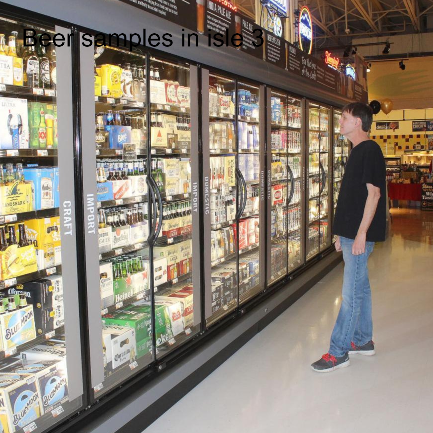 Beer samples in aisle 3