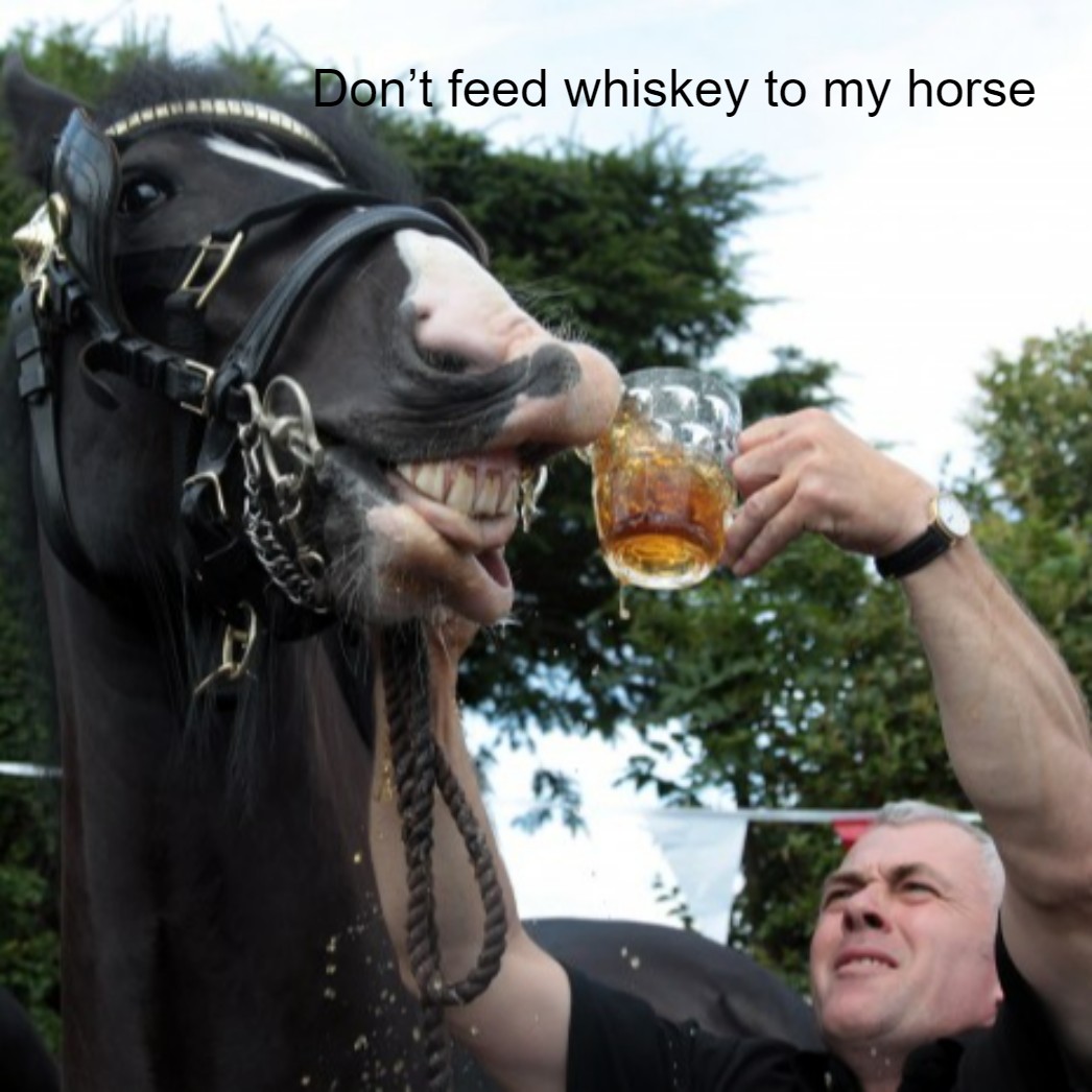 Don’t feed whiskey to my horse