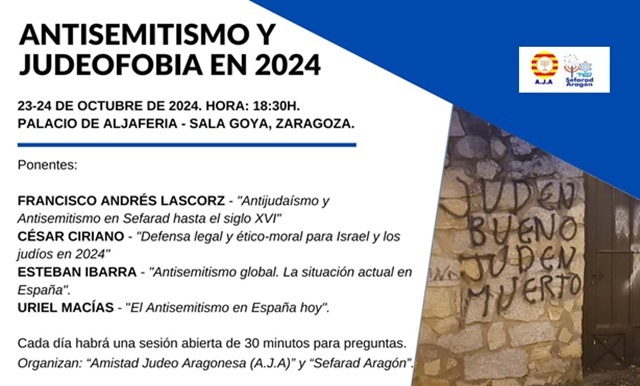 Antisemitismo y judeofobia en 2024 (1ª jornada, Zaragoza, 23/10/2024)