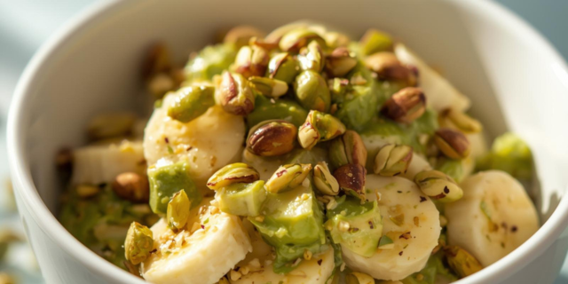 Cazuela xueta de pescado y ensalada de plátano y aguacate