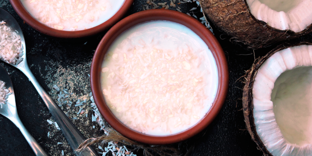 Truchas a la naranja y natillas de coco