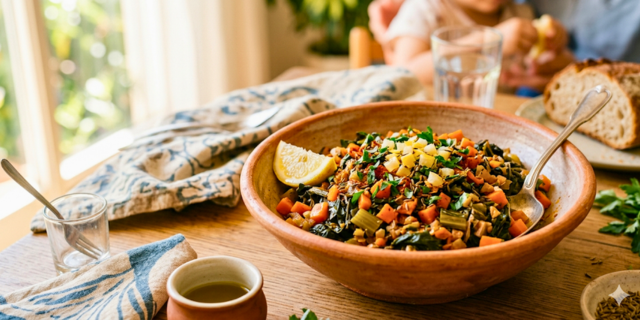 Deliciosa ensalada guisada de acelgas y zanahorias