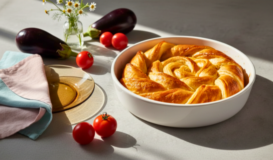 Berenjenas dulce-saladas en masa filo