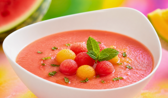 Frutas, frutas, frutas en la cocina judía de verano: sopa y tapada