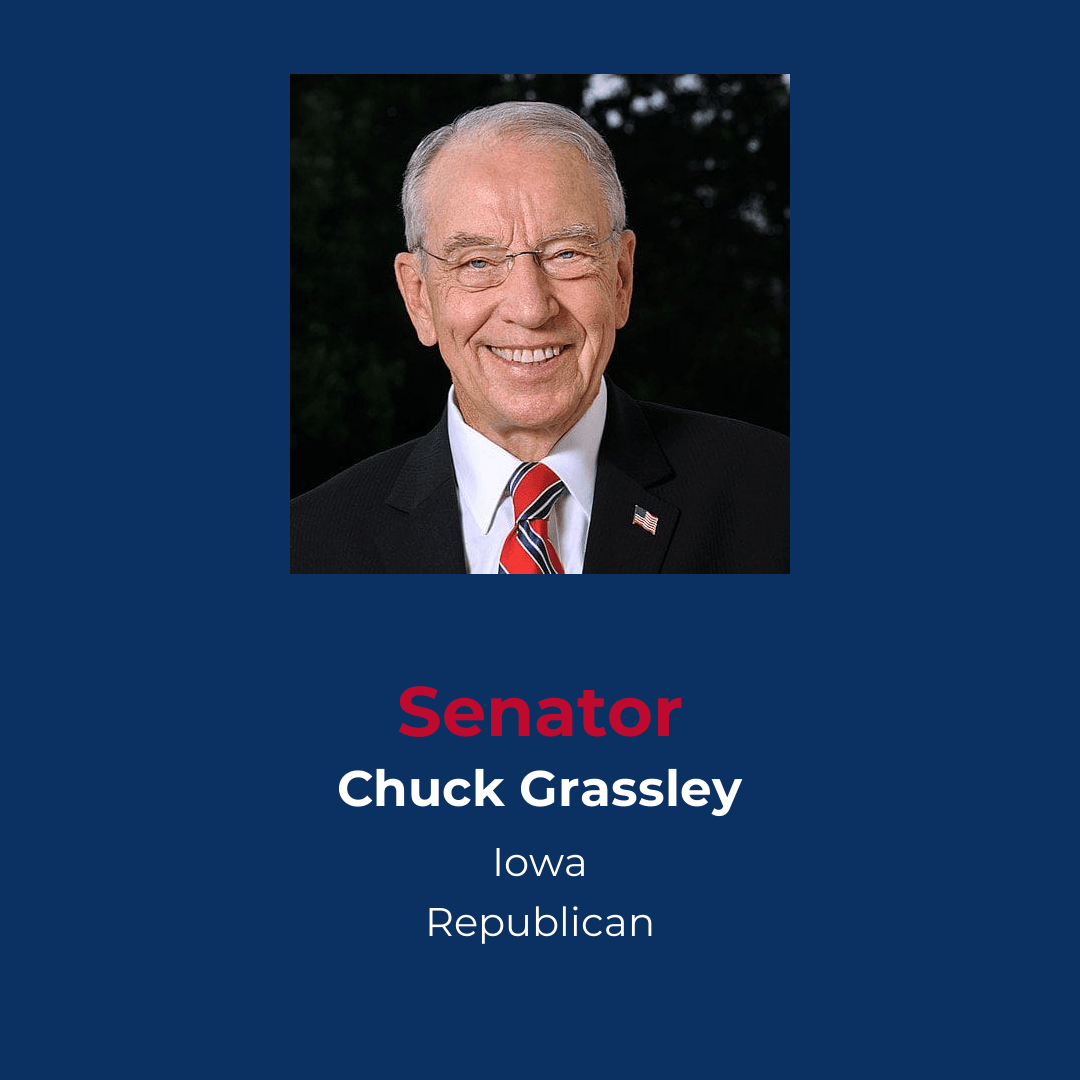 Profile of Republican Senator Grassley from Iowa