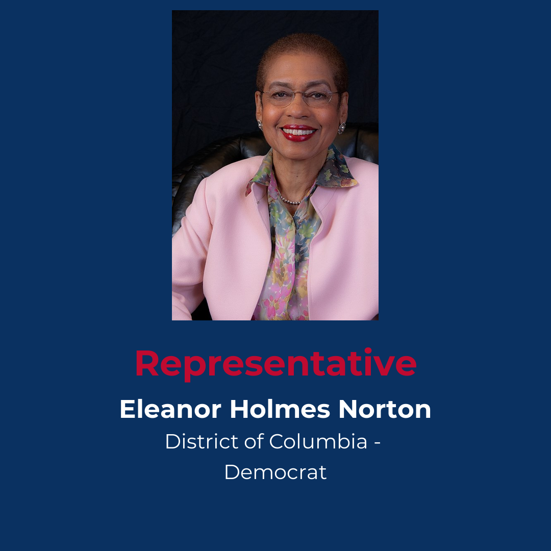 Profile of Democrat Representative Norton from DC District 0