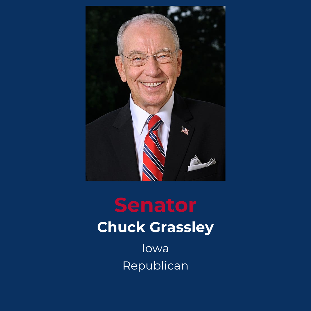 Profile of Republican Senator Grassley from Iowa