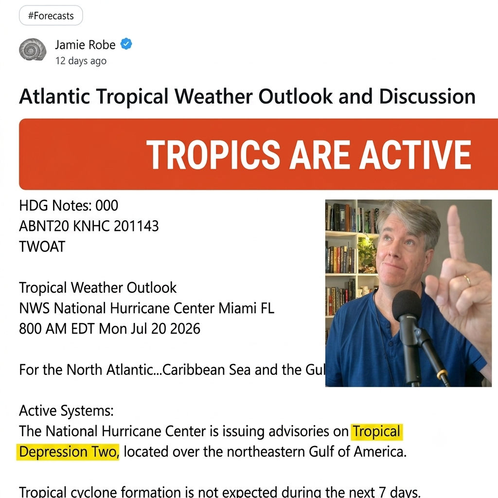 Tropical Update - Monday, July 20, 2026 - A Tropical Depression In The Gulf