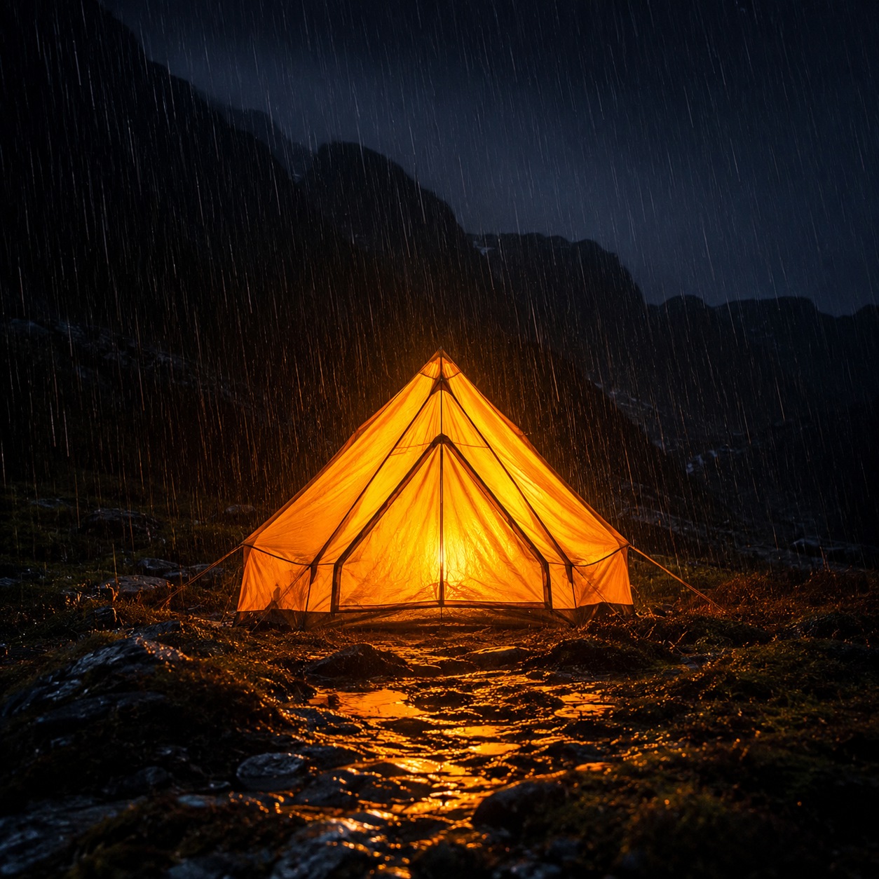 Vamos a dormir • El Refugio • Acampamos en la montaña con viento y lluvia