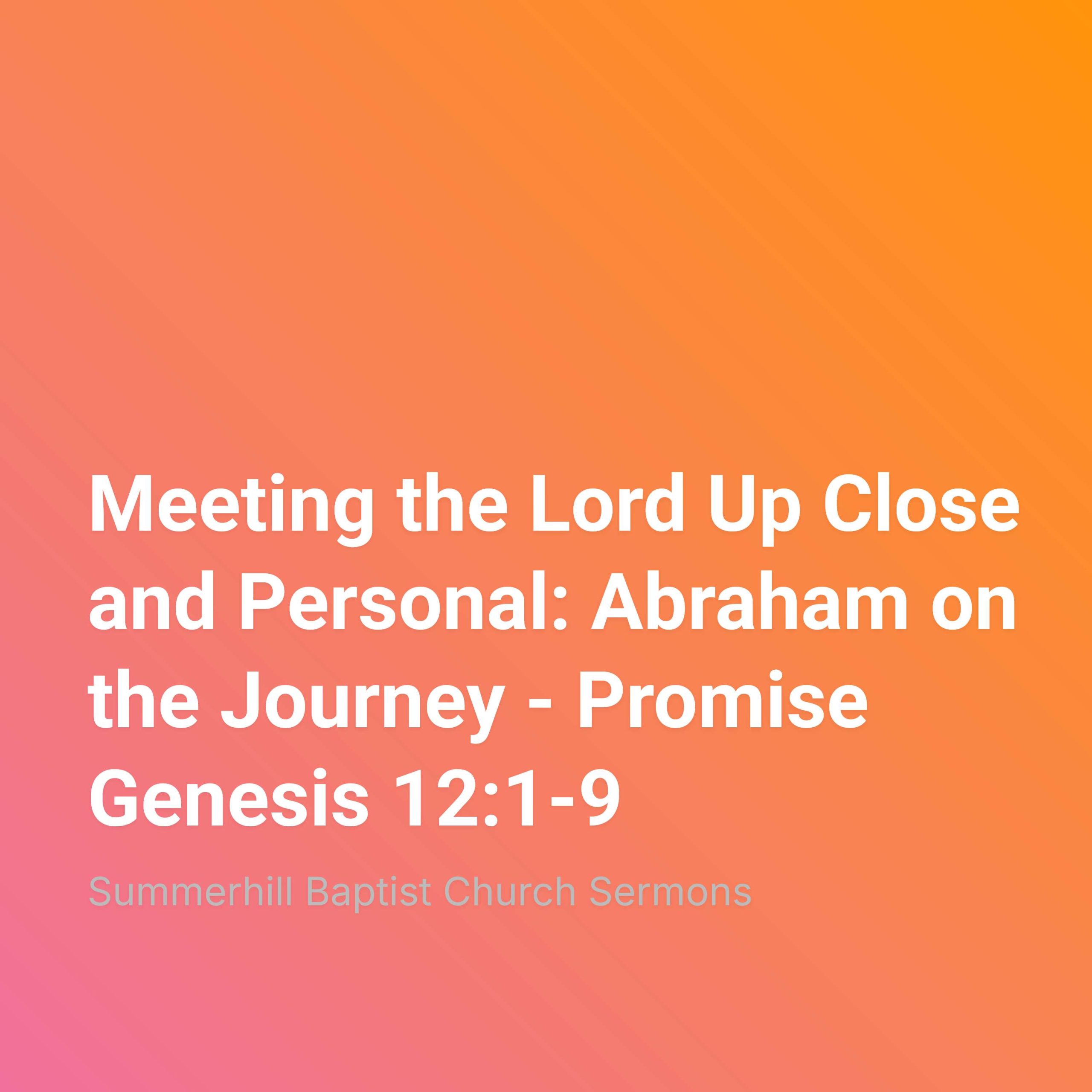 Meeting the Lord Up Close and Personal: Abraham on the Journey - Promise episode artwork