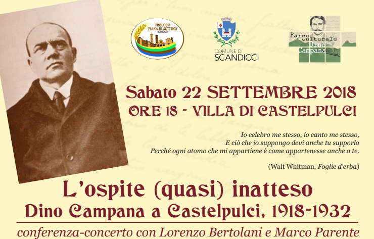 “L’OSPITE (QUASI) INATTESO: DINO CAMPANA A CASTELPULCI, 1918-1932” – Intervista a Marco Parente