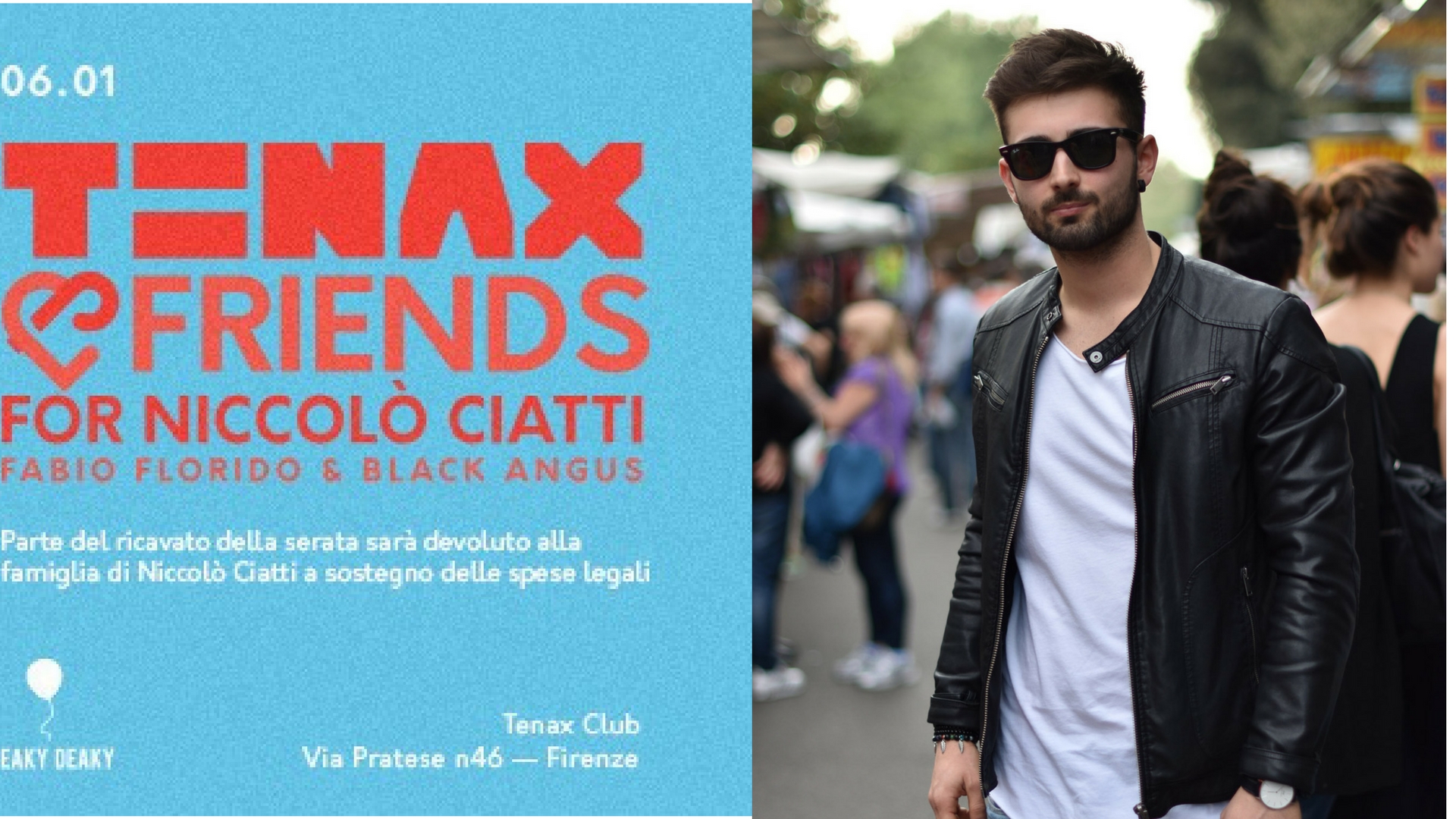 Tenax & Friends per Niccolò Ciatti, sabato 6 gennaio serata benefica