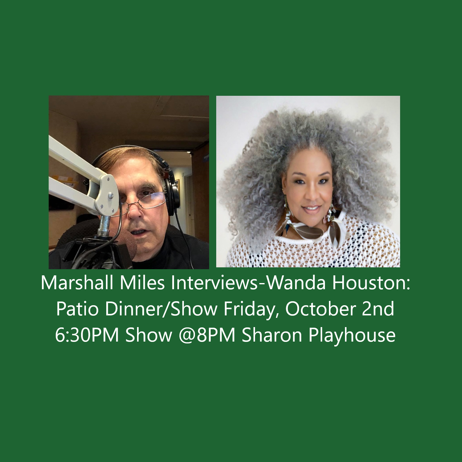 Marshall Miles Interviews Wanda Houston, "Women of Jazz"  Patio Dinner/Show Friday Oct 2 at Sharon Playhouse, 6:30PM Dinner & 8PM Show