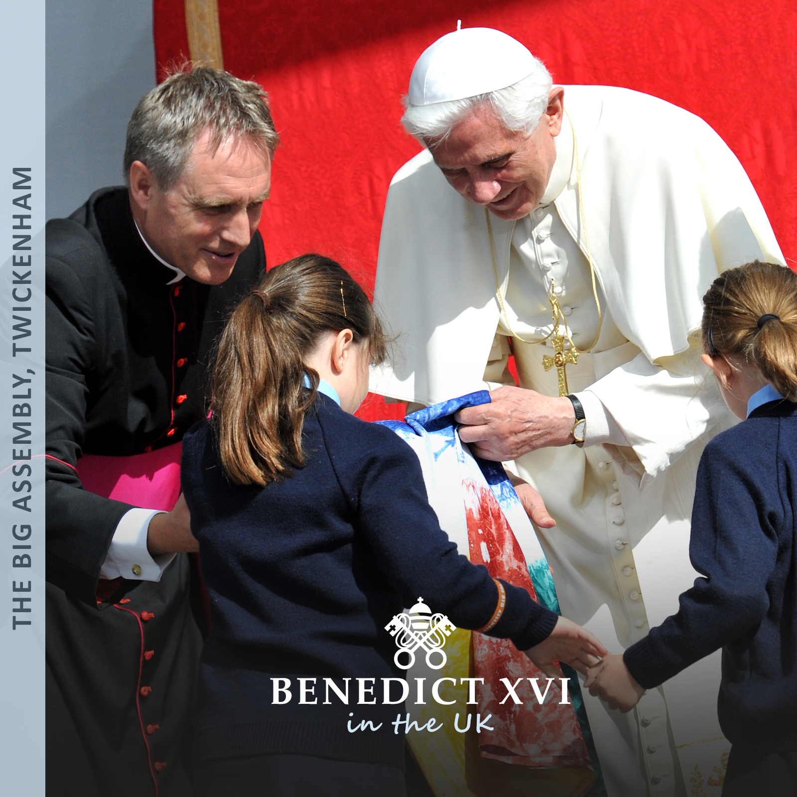 Pope Benedict XVI speaks to school pupils at the Big Assembly
