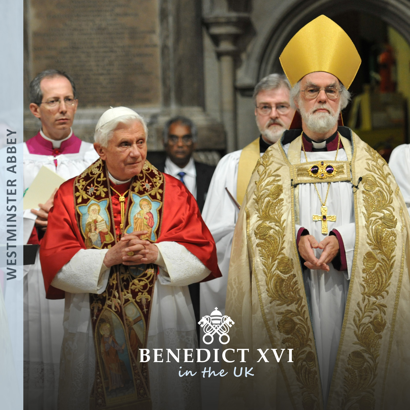 Pope Benedict and Archbishop of Canterbury speak at an Evensong service in Westminster Abbey