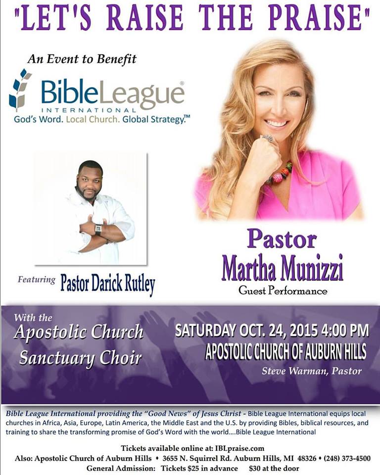 Pastor Martha Munizzi &#8216;Raises the Praise&#8217; this Weekend in Auburn Hills